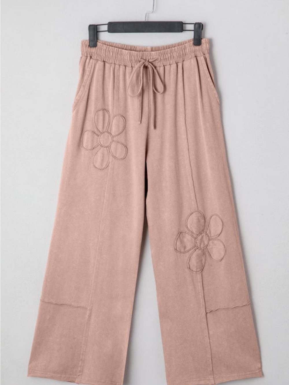Women's Wide-Leg Floral Patchwork Pants - Dusty Rose - Picture 2 of 5